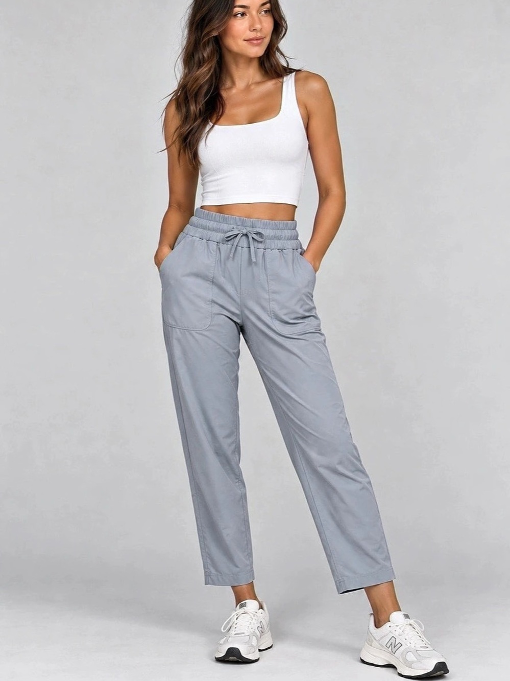 Lululemon Pull-On Mid Rise Tapered Leg Crop Pants Gray Size 2